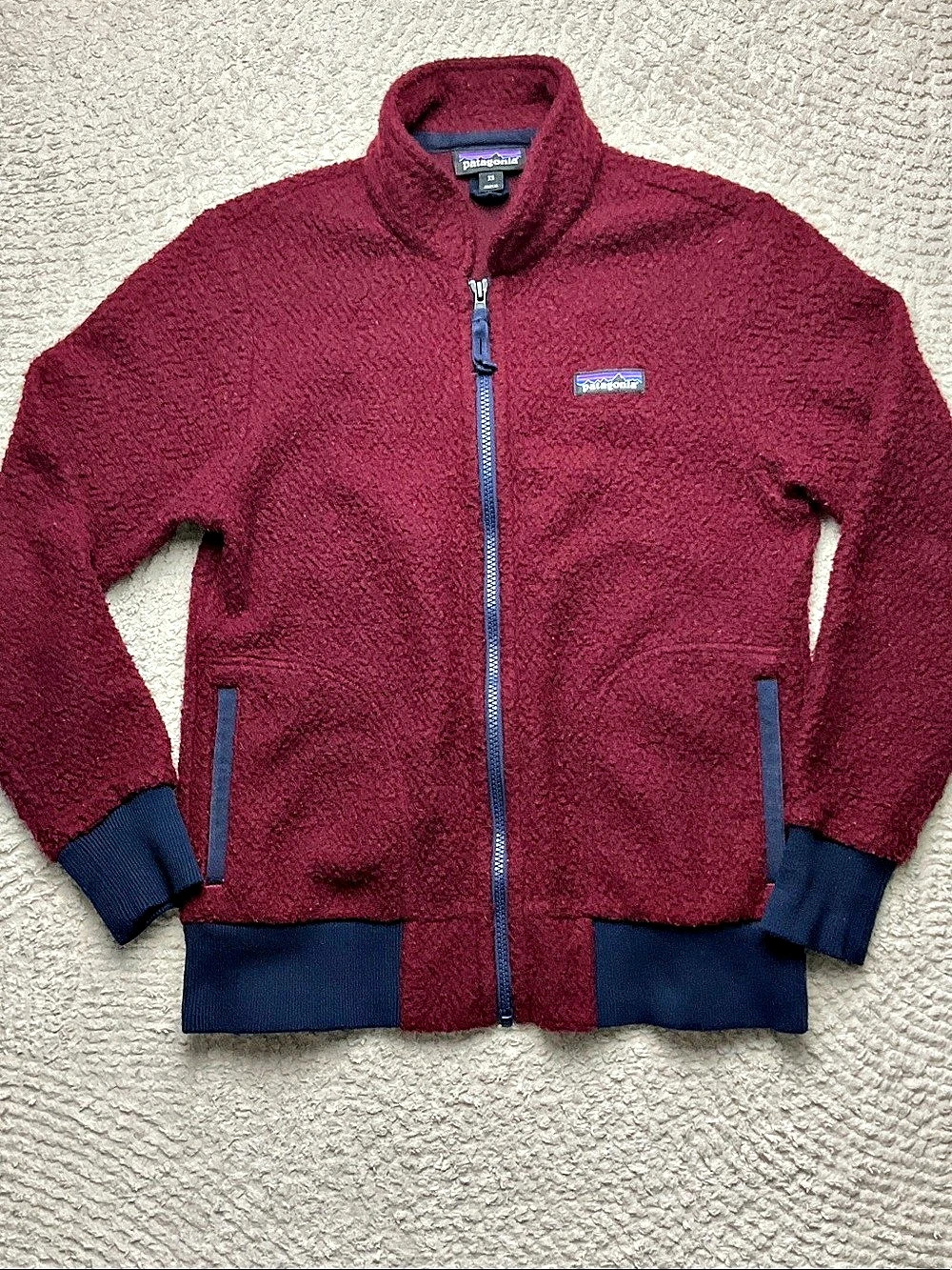Patagonia Woolyester Fleece Jacket Oxide Red & Navy Women’s XS